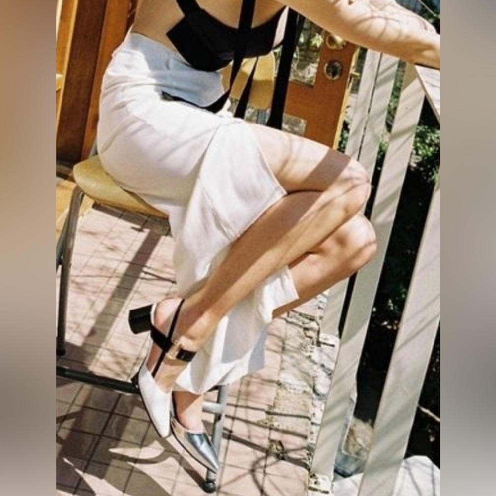 Salondeju White Lady Ball Slingback Sandals Size 37.5
